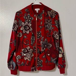 Susan Graver Floral Print Bomber Jacket